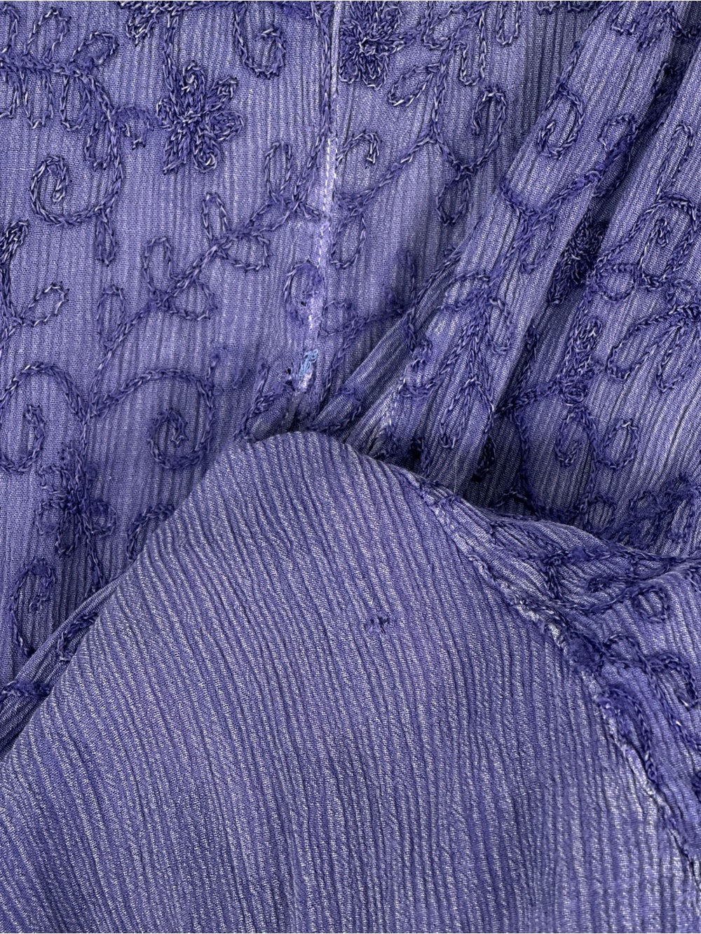 Vintage Starina Sleeveless Aline Dress Floral Embroidered Rayon Blue M - Picture 11 of 11